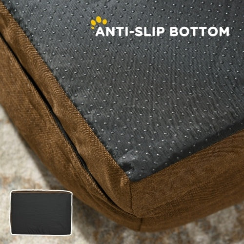PawHut Calming Dog Bed Pet Mattress W Removable Cover, Anti-Slip Bottom, For Medium Dogs, 90L X 69W X 21Hcm - Brown