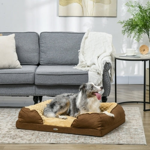 PawHut Calming Dog Bed Pet Mattress W Removable Cover, Anti-Slip Bottom, For Medium Dogs, 90L X 69W X 21Hcm - Brown