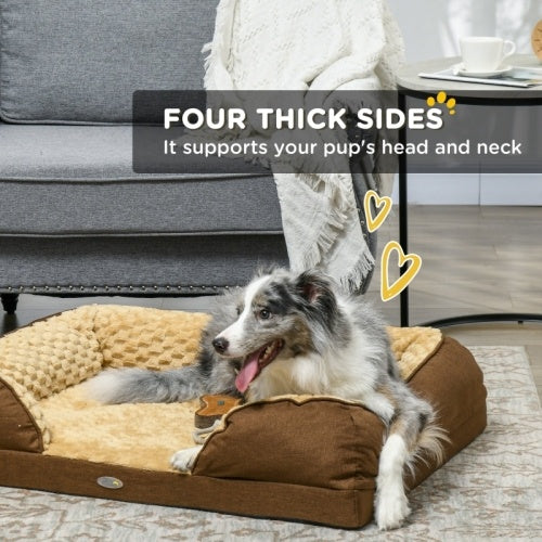 PawHut Calming Dog Bed Pet Mattress W Removable Cover, Anti-Slip Bottom, For Medium Dogs, 90L X 69W X 21Hcm - Brown