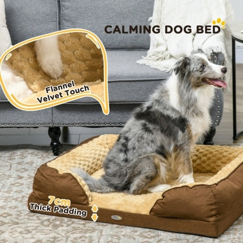 PawHut Calming Dog Bed Pet Mattress W Removable Cover, Anti-Slip Bottom, For Medium Dogs, 90L X 69W X 21Hcm - Brown
