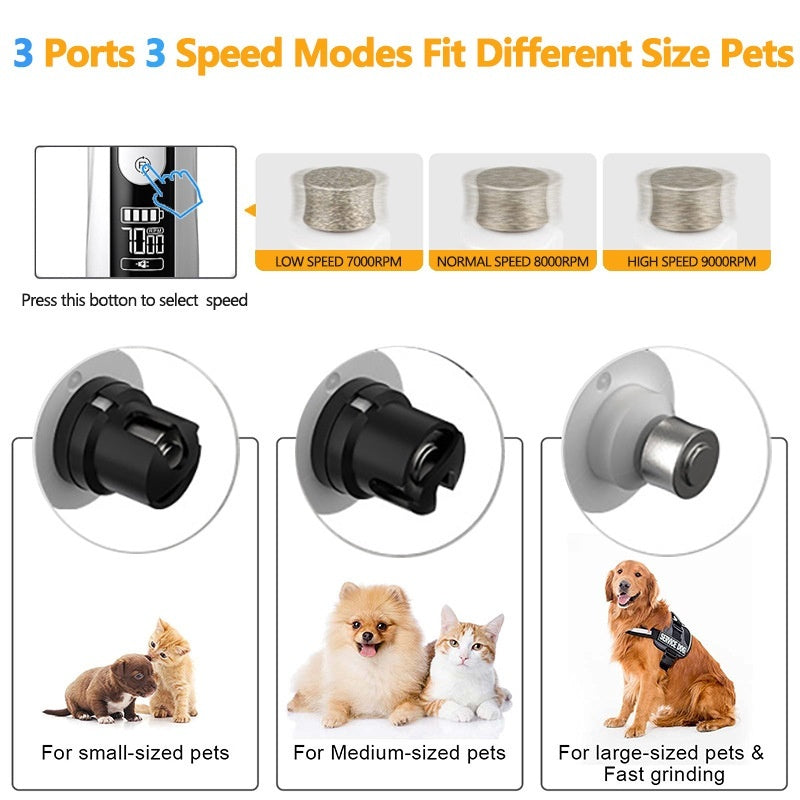 Pet Automatic Nail Piercing Device 3-speed LED Electric